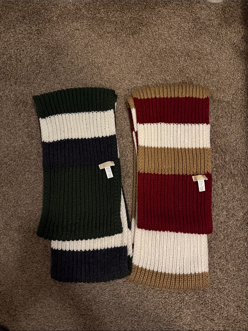 Pair of Chunky Michael Kors Knit Striped Scarves -